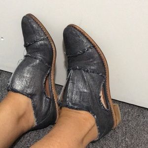 Denim loafers with slits on the sides